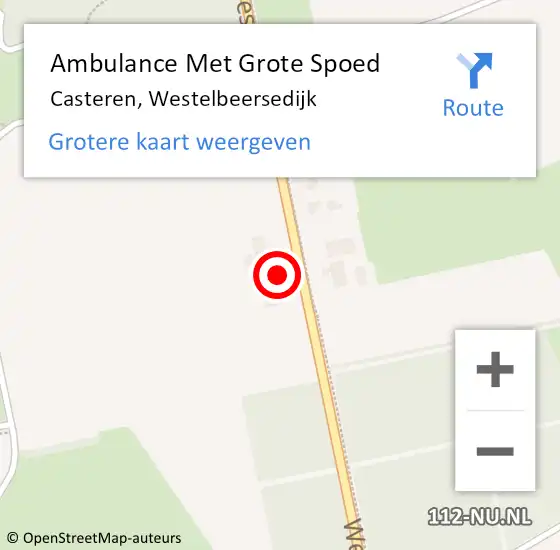 Locatie op kaart van de 112 melding: Ambulance Met Grote Spoed Naar Casteren, Westelbeersedijk op 29 februari 2016 20:31