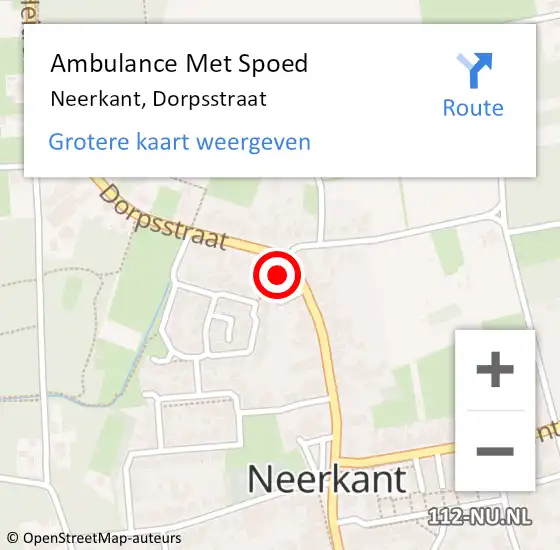 Locatie op kaart van de 112 melding: Ambulance Met Spoed Naar Neerkant, Dorpsstraat op 29 februari 2016 20:56