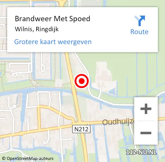 Locatie op kaart van de 112 melding: Brandweer Met Spoed Naar Wilnis, Ringdijk op 29 februari 2016 21:33