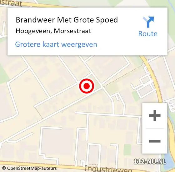 Locatie op kaart van de 112 melding: Brandweer Met Grote Spoed Naar Hoogeveen, Morsestraat op 29 februari 2016 21:37