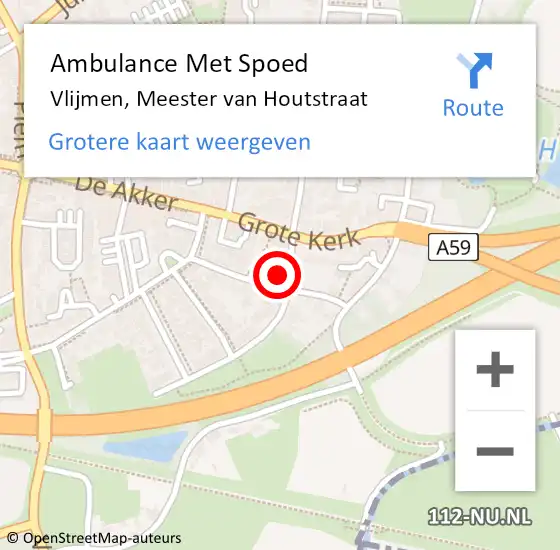 Locatie op kaart van de 112 melding: Ambulance Met Spoed Naar Vlijmen, Meester van Houtstraat op 29 februari 2016 21:51