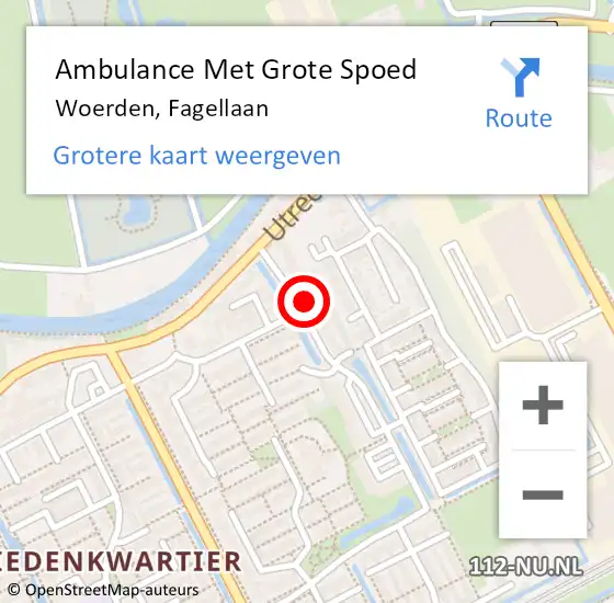 Locatie op kaart van de 112 melding: Ambulance Met Grote Spoed Naar Woerden, Fagellaan op 29 februari 2016 22:44