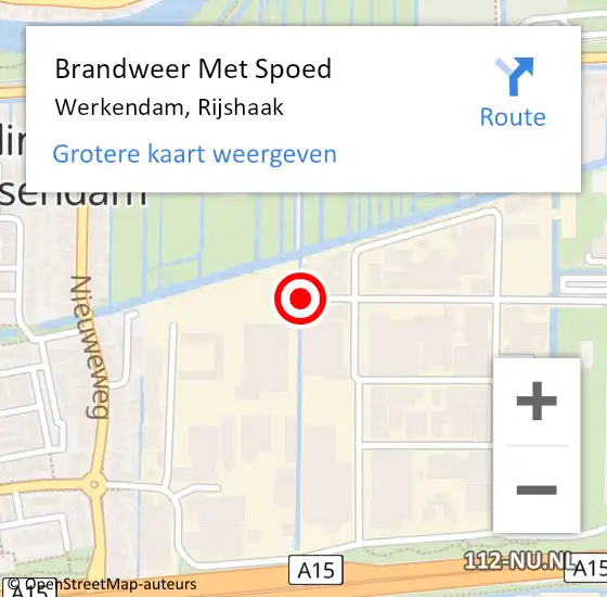 Locatie op kaart van de 112 melding: Brandweer Met Spoed Naar Werkendam, Rijshaak op 29 februari 2016 23:05