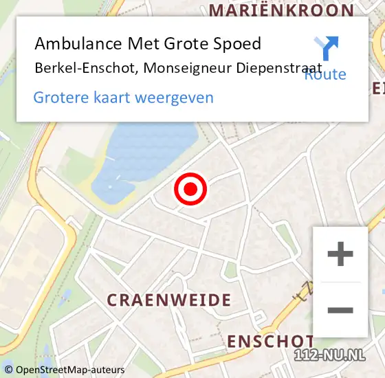 Locatie op kaart van de 112 melding: Ambulance Met Grote Spoed Naar Berkel-Enschot, Monseigneur Diepenstraat op 29 februari 2016 23:21