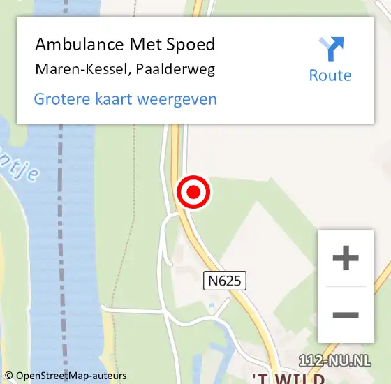 Locatie op kaart van de 112 melding: Ambulance Met Spoed Naar Maren-Kessel, Paalderweg op 29 februari 2016 23:50