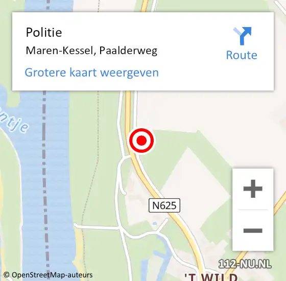 Locatie op kaart van de 112 melding: Politie Maren-Kessel, Paalderweg op 29 februari 2016 23:54