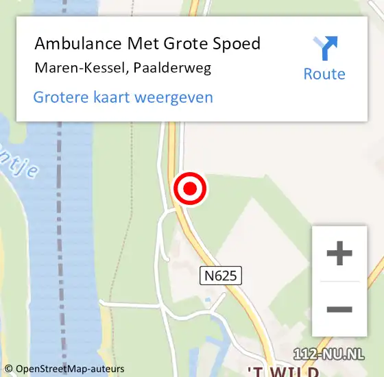 Locatie op kaart van de 112 melding: Ambulance Met Grote Spoed Naar Maren-Kessel, Paalderweg op 29 februari 2016 23:54