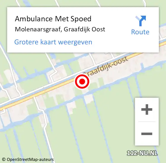 Locatie op kaart van de 112 melding: Ambulance Met Spoed Naar Molenaarsgraaf, Graafdijk Oost op 1 maart 2016 01:38