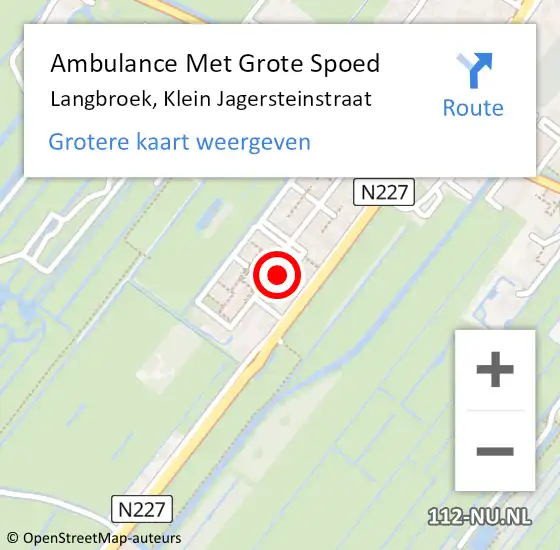 Locatie op kaart van de 112 melding: Ambulance Met Grote Spoed Naar Langbroek, Klein Jagersteinstraat op 1 maart 2016 02:09