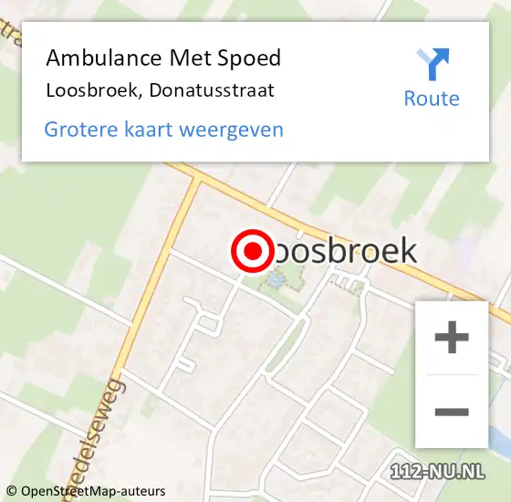 Locatie op kaart van de 112 melding: Ambulance Met Spoed Naar Loosbroek, Donatusstraat op 1 maart 2016 02:10