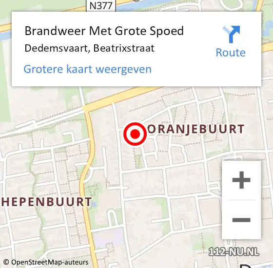 Locatie op kaart van de 112 melding: Brandweer Met Grote Spoed Naar Dedemsvaart, Beatrixstraat op 1 maart 2016 02:19