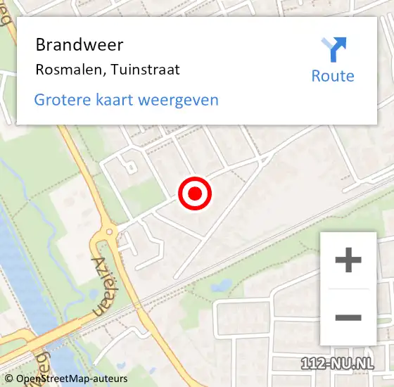 Locatie op kaart van de 112 melding: Brandweer Rosmalen, Tuinstraat op 7 december 2013 12:15