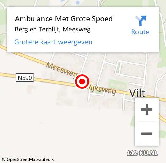 Locatie op kaart van de 112 melding: Ambulance Met Grote Spoed Naar Berg en Terblijt, Meesweg op 7 december 2013 12:20