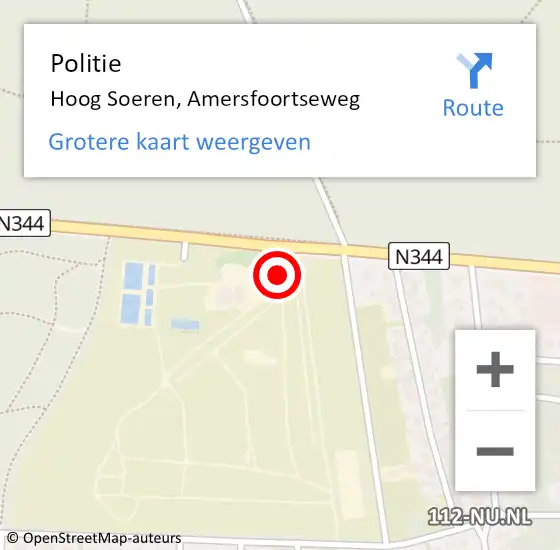 Locatie op kaart van de 112 melding: Politie Hoog Soeren, Amersfoortseweg op 1 maart 2016 07:43