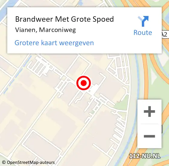 Locatie op kaart van de 112 melding: Brandweer Met Grote Spoed Naar Vianen, Marconiweg op 1 maart 2016 08:12