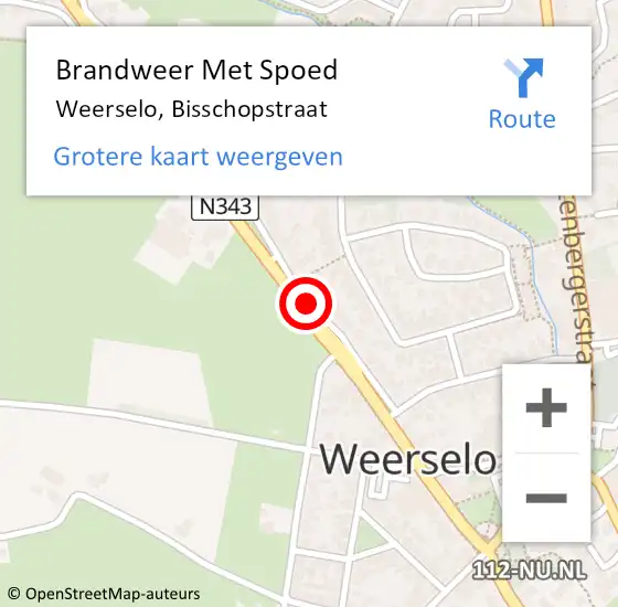 Locatie op kaart van de 112 melding: Brandweer Met Spoed Naar Weerselo, Bisschopstraat op 1 maart 2016 08:37