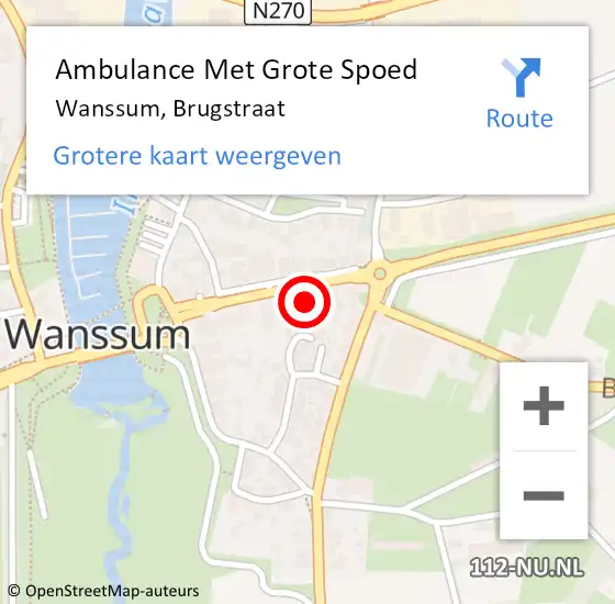 Locatie op kaart van de 112 melding: Ambulance Met Grote Spoed Naar Wanssum, Brugstraat op 1 maart 2016 09:26