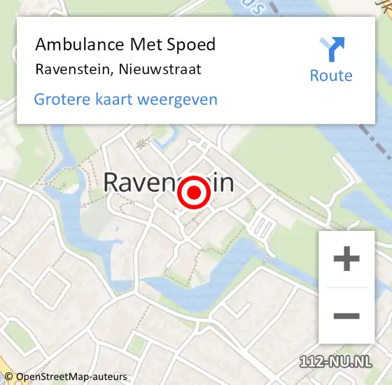 Locatie op kaart van de 112 melding: Ambulance Met Spoed Naar Ravenstein, Nieuwstraat op 1 maart 2016 10:51