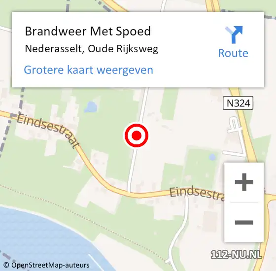 Locatie op kaart van de 112 melding: Brandweer Met Spoed Naar Nederasselt, Oude Rijksweg op 1 maart 2016 10:55