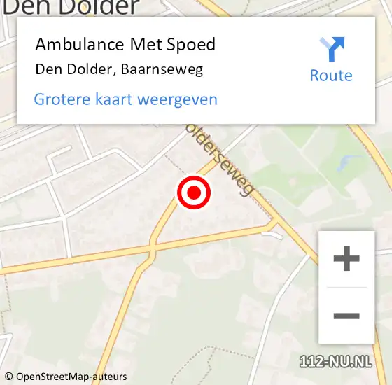 Locatie op kaart van de 112 melding: Ambulance Met Spoed Naar Den Dolder, Baarnseweg op 1 maart 2016 12:18