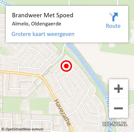 Locatie op kaart van de 112 melding: Brandweer Met Spoed Naar Almelo, Oldengaerde op 1 maart 2016 13:36