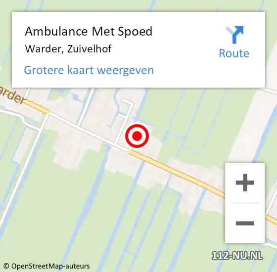 Locatie op kaart van de 112 melding: Ambulance Met Spoed Naar Warder, Zuivelhof op 1 maart 2016 14:43