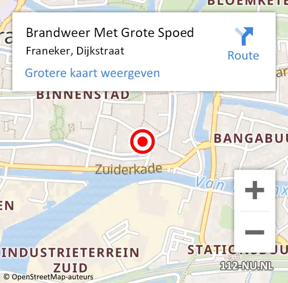 Locatie op kaart van de 112 melding: Brandweer Met Grote Spoed Naar Franeker, Dijkstraat op 1 maart 2016 14:58