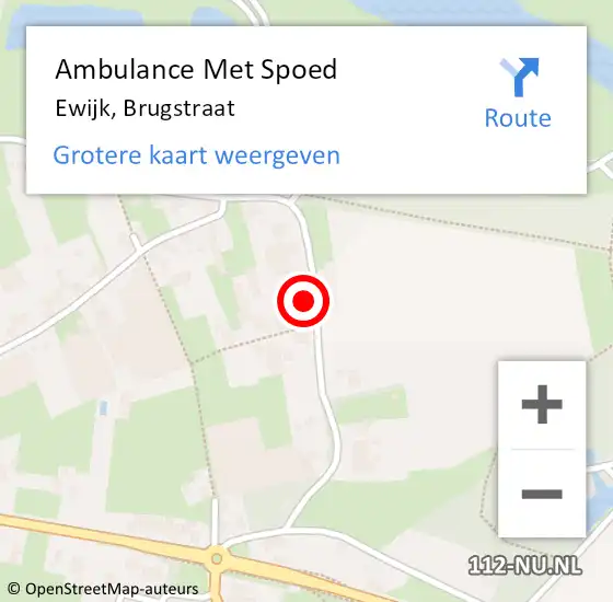 Locatie op kaart van de 112 melding: Ambulance Met Spoed Naar Ewijk, Brugstraat op 1 maart 2016 14:59