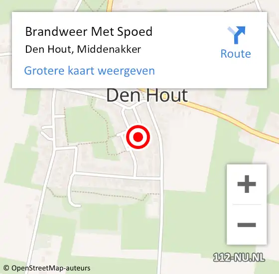 Locatie op kaart van de 112 melding: Brandweer Met Spoed Naar Den Hout, Middenakker op 1 maart 2016 15:38