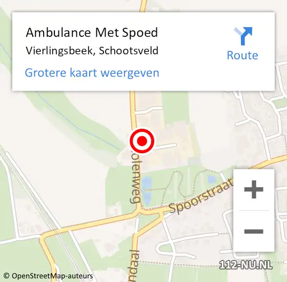 Locatie op kaart van de 112 melding: Ambulance Met Spoed Naar Vierlingsbeek, Schootsveld op 1 maart 2016 15:54