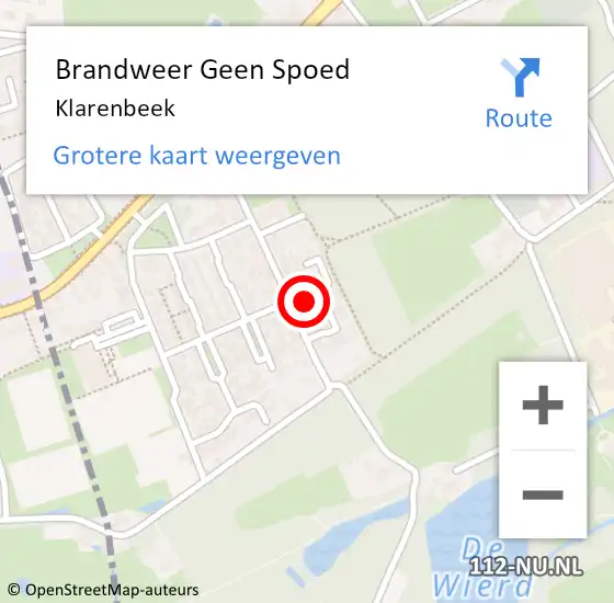 Locatie op kaart van de 112 melding: Brandweer Geen Spoed Naar Klarenbeek op 7 december 2013 13:19