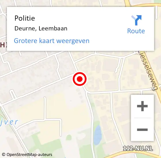 Locatie op kaart van de 112 melding: Politie Deurne, Leembaan op 1 maart 2016 16:28