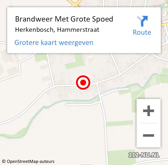 Locatie op kaart van de 112 melding: Brandweer Met Grote Spoed Naar Herkenbosch, Hammerstraat op 1 maart 2016 16:31