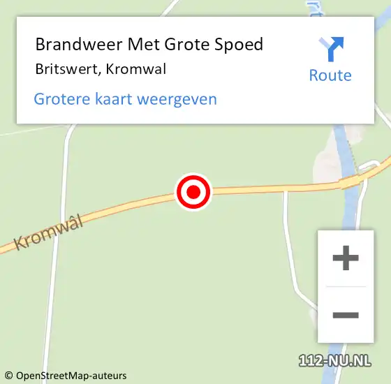 Locatie op kaart van de 112 melding: Brandweer Met Grote Spoed Naar Britswert, Kromwal op 1 maart 2016 18:04