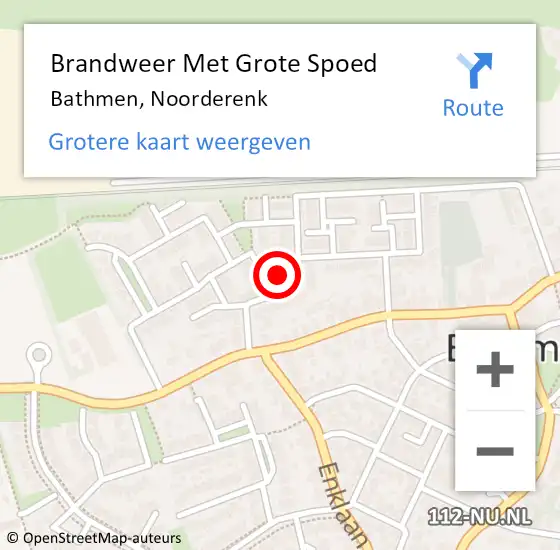 Locatie op kaart van de 112 melding: Brandweer Met Grote Spoed Naar Bathmen, Noorderenk op 1 maart 2016 18:06