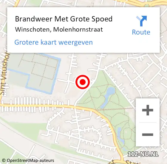 Locatie op kaart van de 112 melding: Brandweer Met Grote Spoed Naar Winschoten, Molenhornstraat op 1 maart 2016 18:38