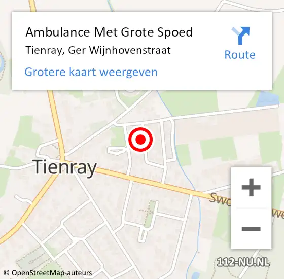 Locatie op kaart van de 112 melding: Ambulance Met Grote Spoed Naar Tienray, Ger Wijnhovenstraat op 1 maart 2016 18:49