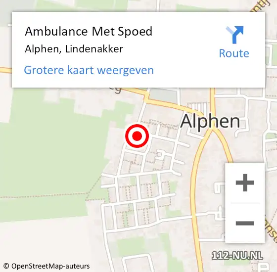 Locatie op kaart van de 112 melding: Ambulance Met Spoed Naar Alphen, Lindenakker op 1 maart 2016 19:08