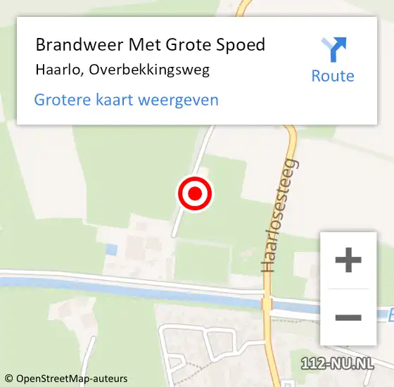 Locatie op kaart van de 112 melding: Brandweer Met Grote Spoed Naar Haarlo, Overbekkingsweg op 7 december 2013 13:38