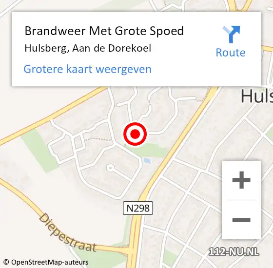 Locatie op kaart van de 112 melding: Brandweer Met Grote Spoed Naar Hulsberg, Aan de Dorekoel op 1 maart 2016 19:29