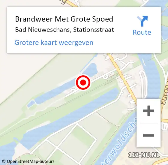 Locatie op kaart van de 112 melding: Brandweer Met Grote Spoed Naar Bad Nieuweschans, Stationsstraat op 1 maart 2016 19:34
