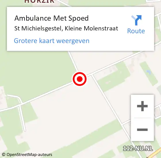 Locatie op kaart van de 112 melding: Ambulance Met Spoed Naar St Michielsgestel, Kleine Molenstraat op 1 maart 2016 20:17