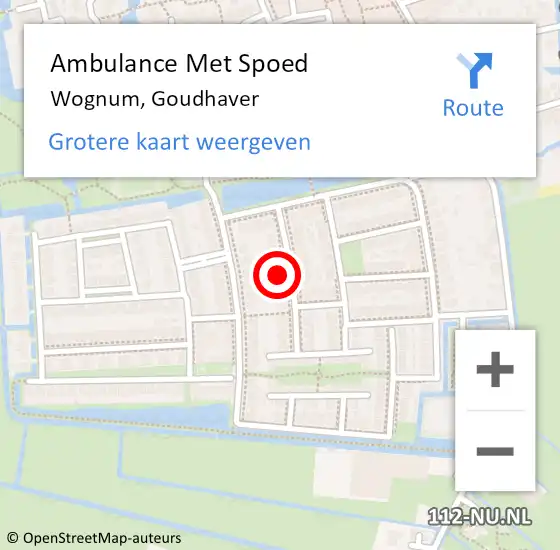 Locatie op kaart van de 112 melding: Ambulance Met Spoed Naar Wognum, Goudhaver op 1 maart 2016 20:20