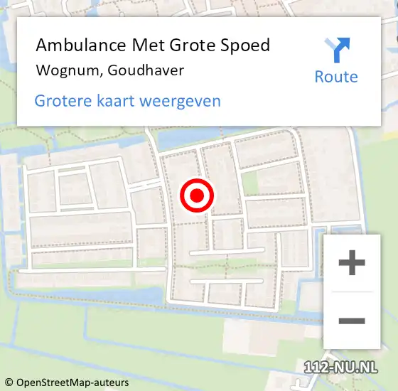 Locatie op kaart van de 112 melding: Ambulance Met Grote Spoed Naar Wognum, Goudhaver op 1 maart 2016 20:20