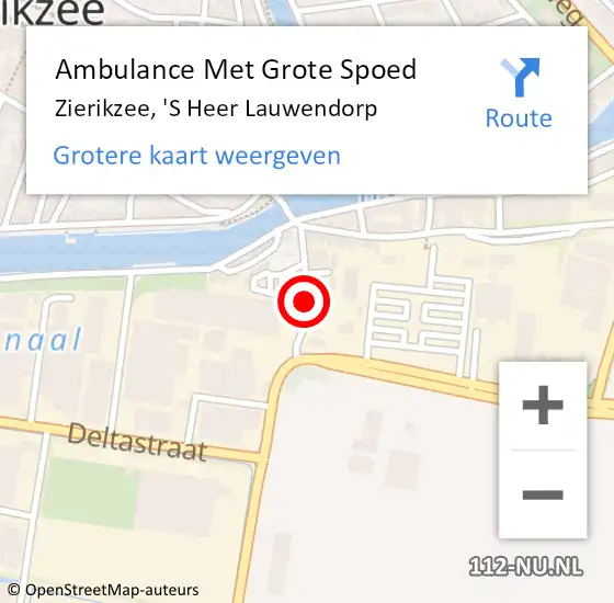 Locatie op kaart van de 112 melding: Ambulance Met Grote Spoed Naar Zierikzee, 'S Heer Lauwendorp op 1 maart 2016 20:20