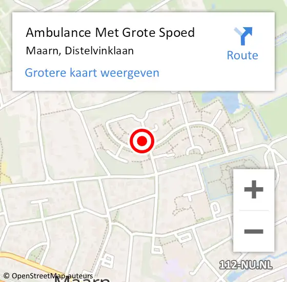 Locatie op kaart van de 112 melding: Ambulance Met Grote Spoed Naar Maarn, Distelvinklaan op 1 maart 2016 20:37