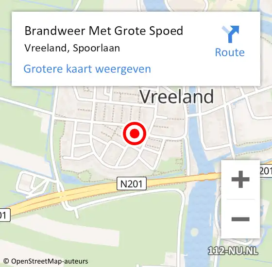 Locatie op kaart van de 112 melding: Brandweer Met Grote Spoed Naar Vreeland, Spoorlaan op 1 maart 2016 21:48