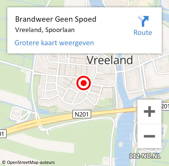 Locatie op kaart van de 112 melding: Brandweer Geen Spoed Naar Vreeland, Spoorlaan op 1 maart 2016 21:49