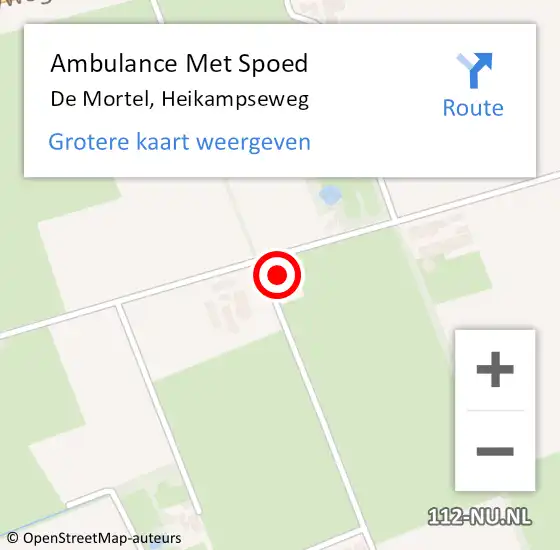 Locatie op kaart van de 112 melding: Ambulance Met Spoed Naar De Mortel, Heikampseweg op 1 maart 2016 22:27