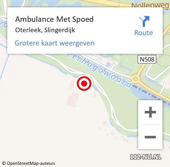 Locatie op kaart van de 112 melding: Ambulance Met Spoed Naar Oterleek, Slingerdijk op 2 maart 2016 00:14